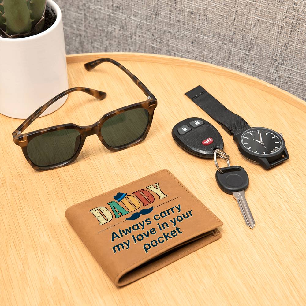 Graphic Leather Wallet For Daddy - Always Carry My Love In Your Pocket