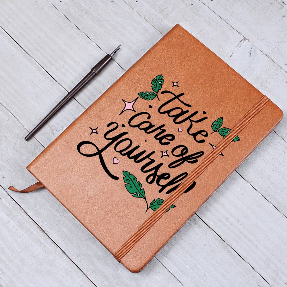 Vegan Leather Graphic Journal - Take Care of Yourself