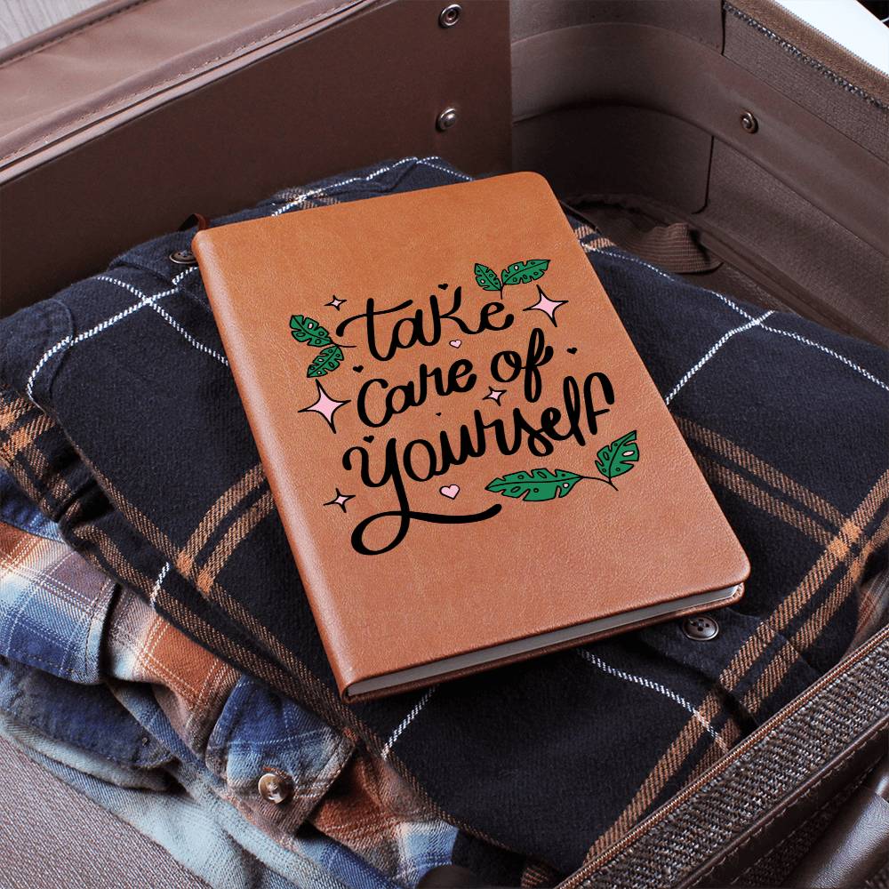 Vegan Leather Graphic Journal - Take Care of Yourself