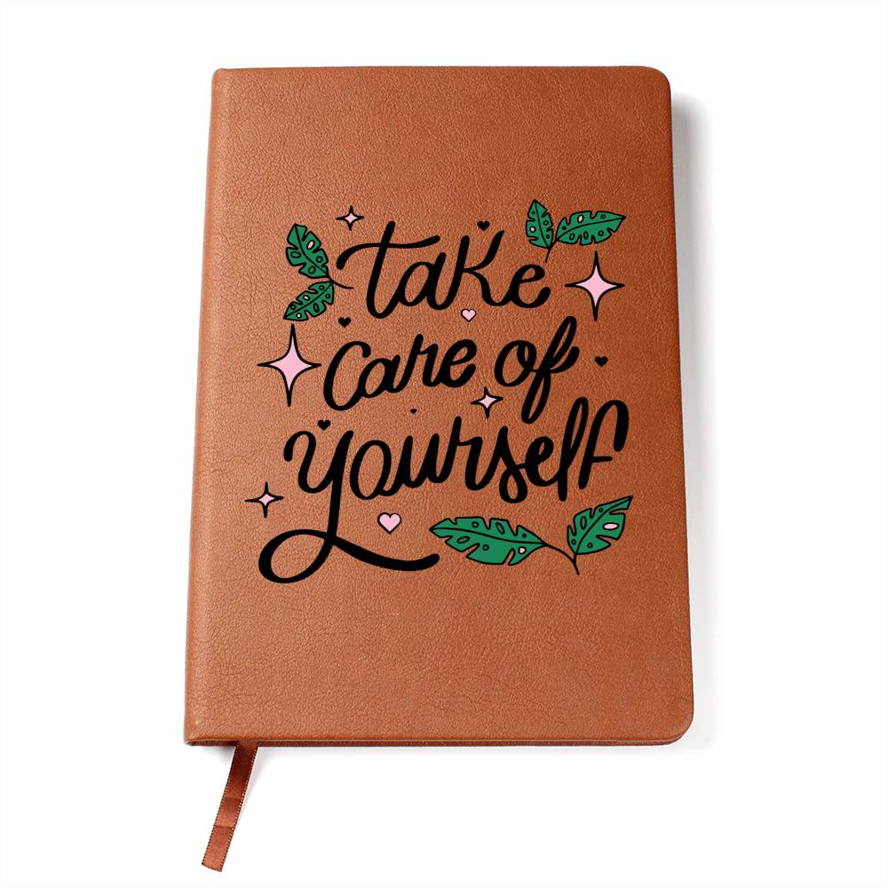 Vegan Leather Graphic Journal - Take Care of Yourself