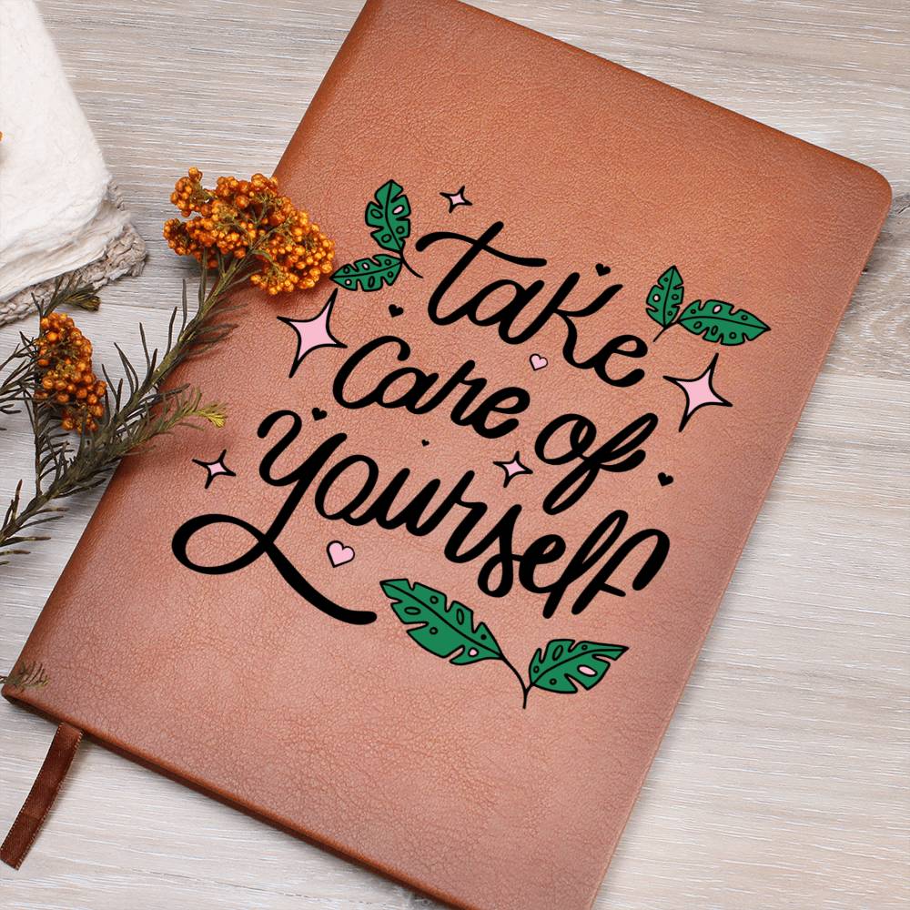 Vegan Leather Graphic Journal - Take Care of Yourself
