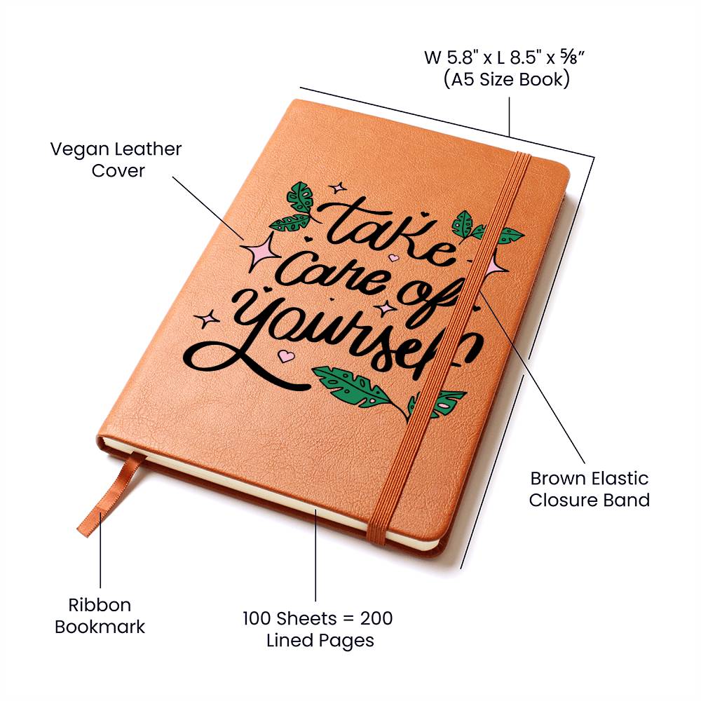 Vegan Leather Graphic Journal - Take Care of Yourself