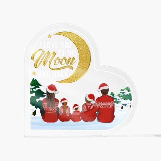 Printed Heart Shaped Acrylic Plaque - I Love You To the Moon