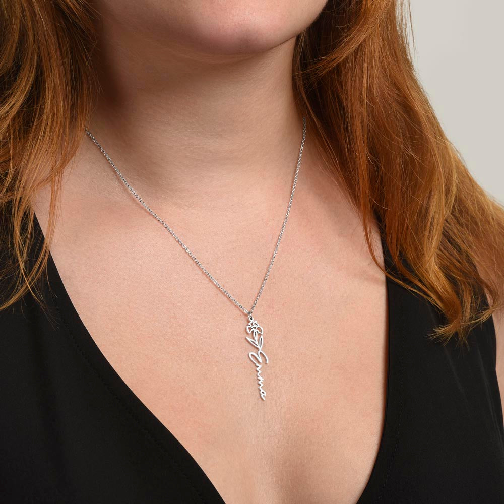 Flower Birth Month Name Necklace - To My Sister