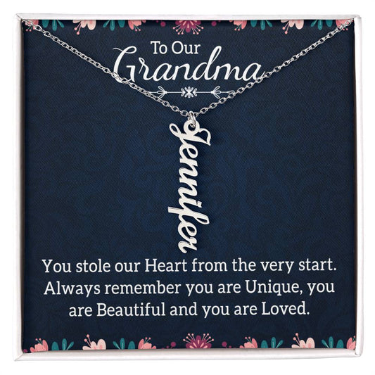 Personalized Vertical Multi Name Necklace - To Our Grandma