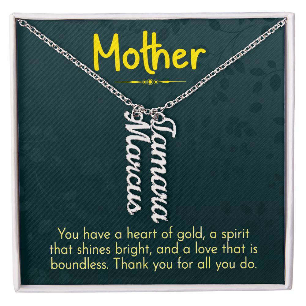 Personalized Vertical Multi Name Necklace - Mother, Thank You For All You Do