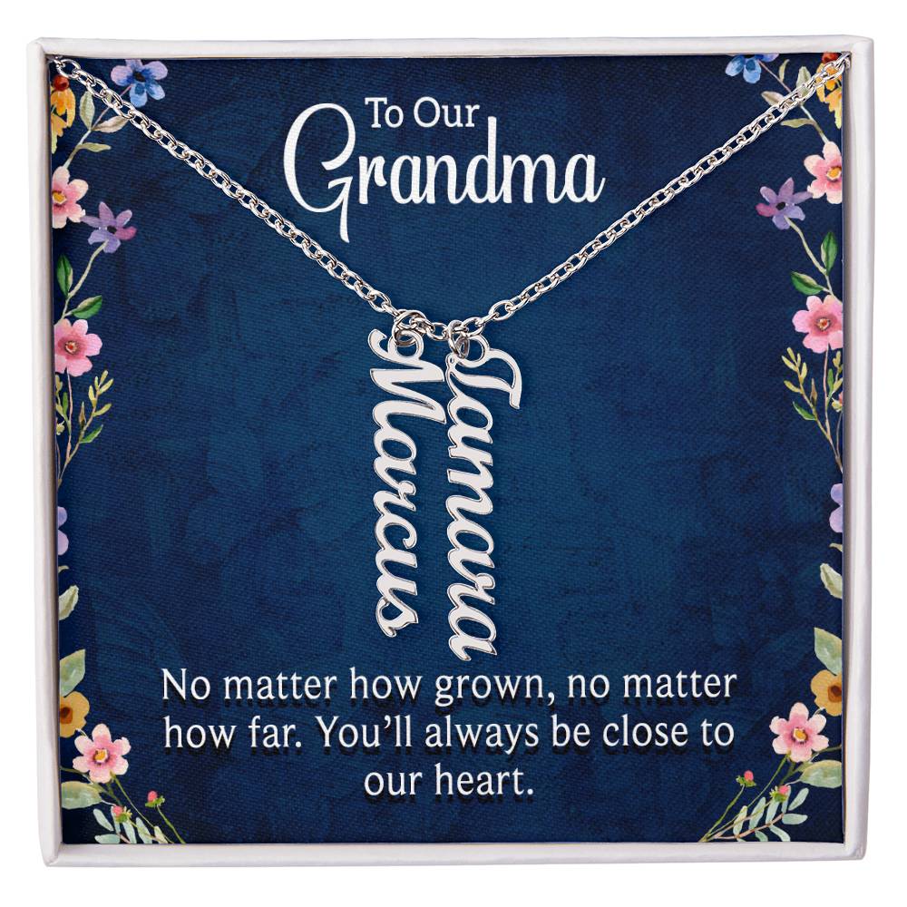 Personalized Vertical Multi Name Necklace -To Our Grandma