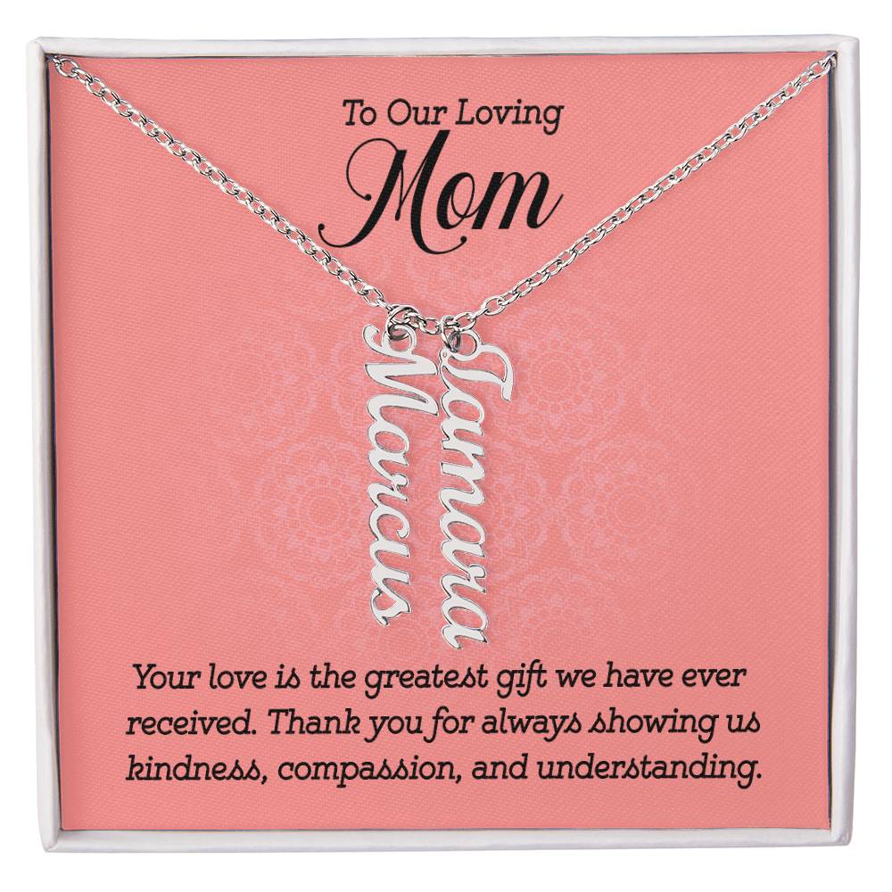 Personalized Vertical Multi Name Necklace - To Our Loving Mom