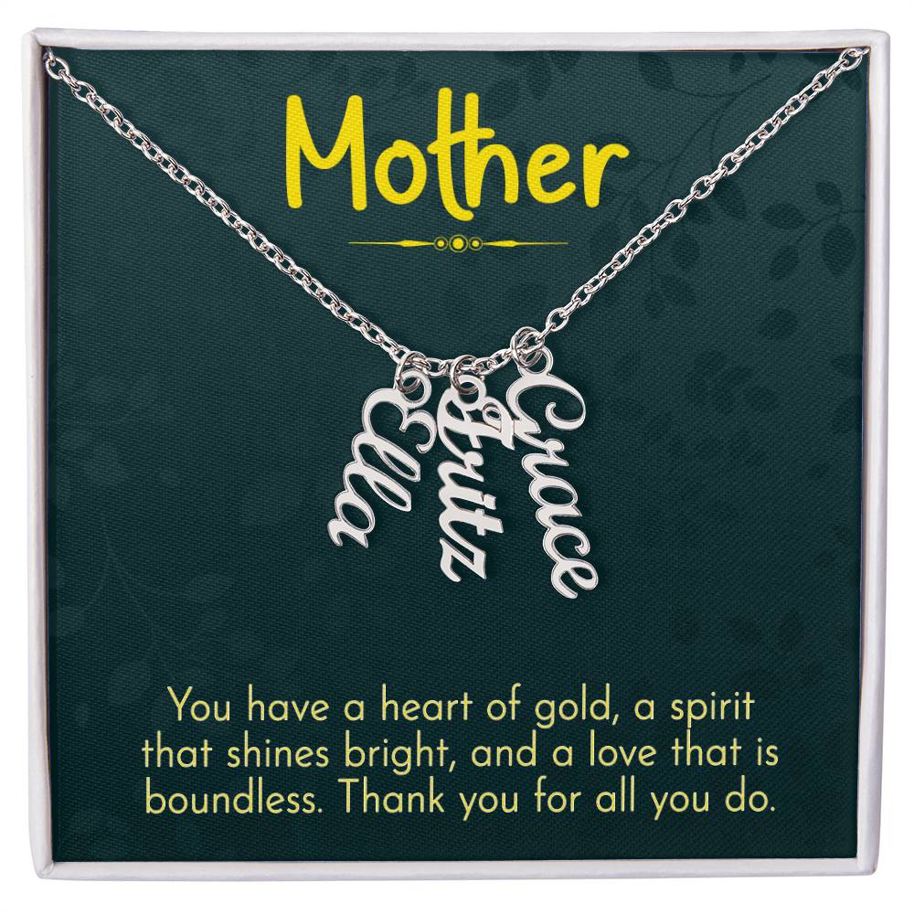 Personalized Vertical Multi Name Necklace - Mother, Thank You For All You Do