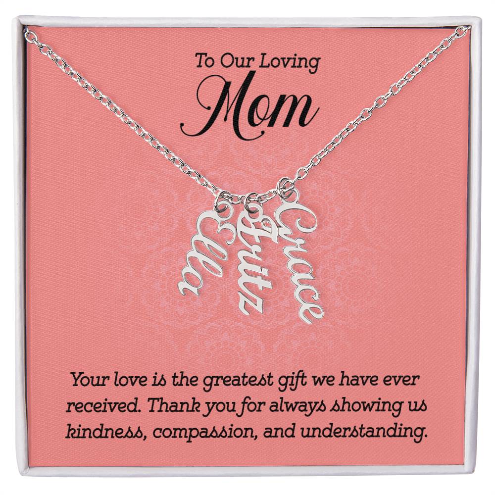 Personalized Vertical Multi Name Necklace - To Our Loving Mom
