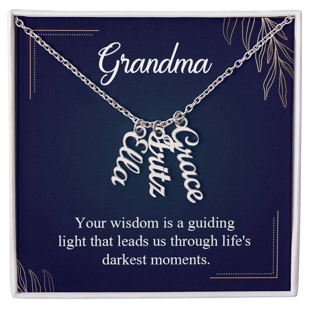 Personalized Vertical Multi Name Necklace - To Grandma