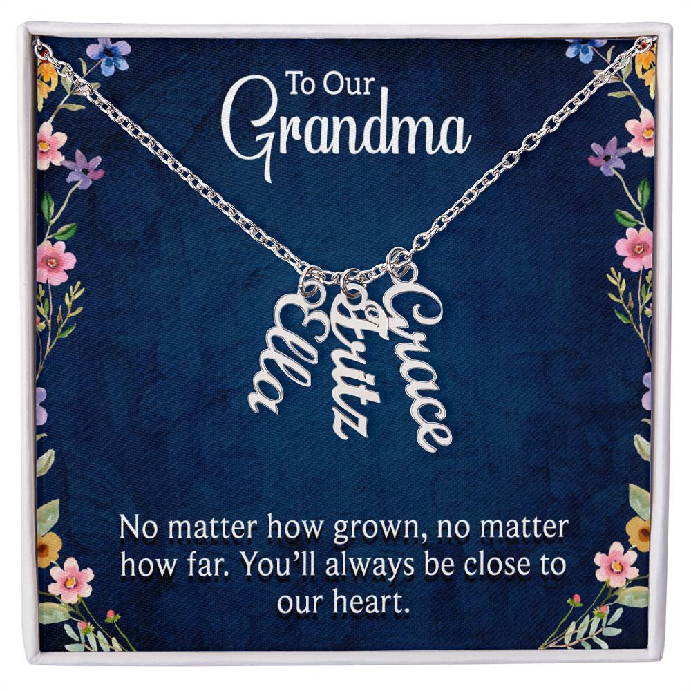 Personalized Vertical Multi Name Necklace -To Our Grandma