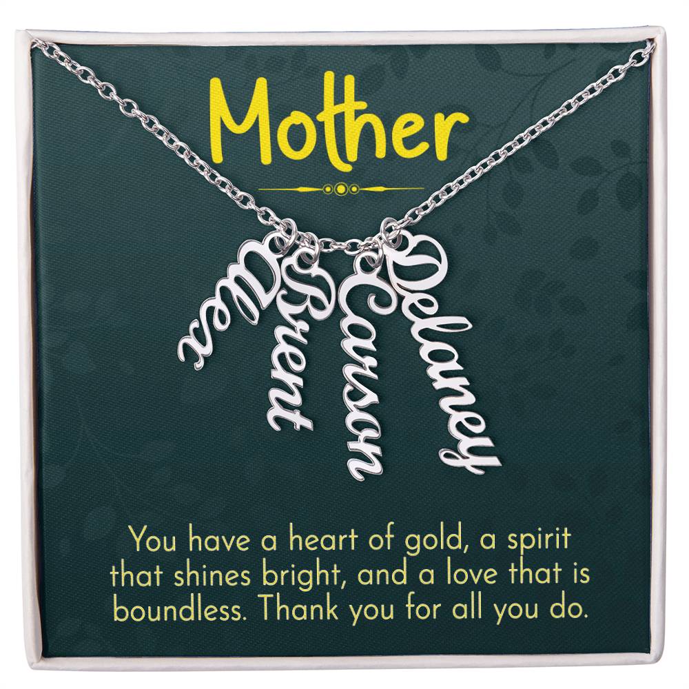 Personalized Vertical Multi Name Necklace - Mother, Thank You For All You Do