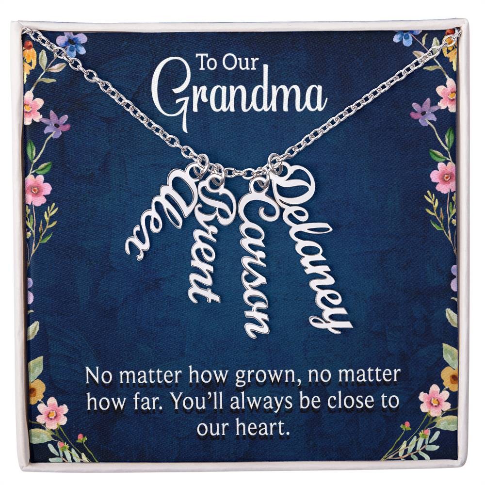 Personalized Vertical Multi Name Necklace -To Our Grandma