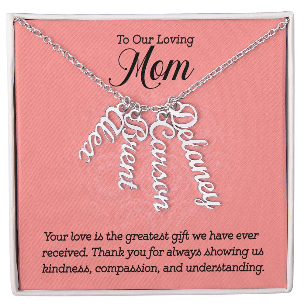 Personalized Vertical Multi Name Necklace - To Our Loving Mom