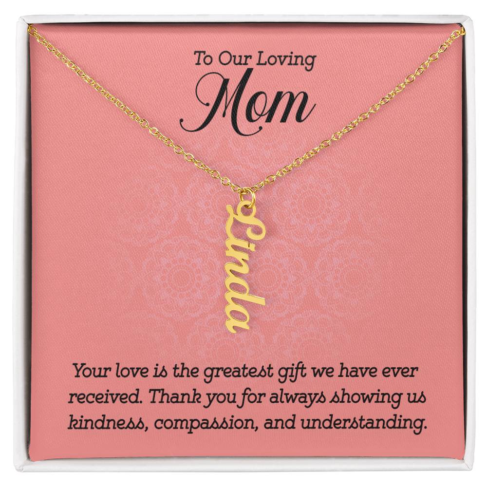 Personalized Vertical Multi Name Necklace - To Our Loving Mom