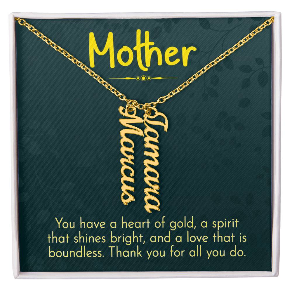 Personalized Vertical Multi Name Necklace - Mother, Thank You For All You Do