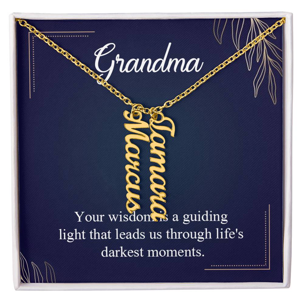 Personalized Vertical Multi Name Necklace - To Grandma