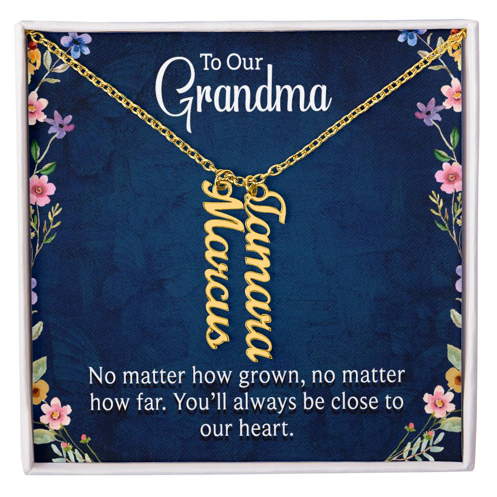 Personalized Vertical Multi Name Necklace -To Our Grandma