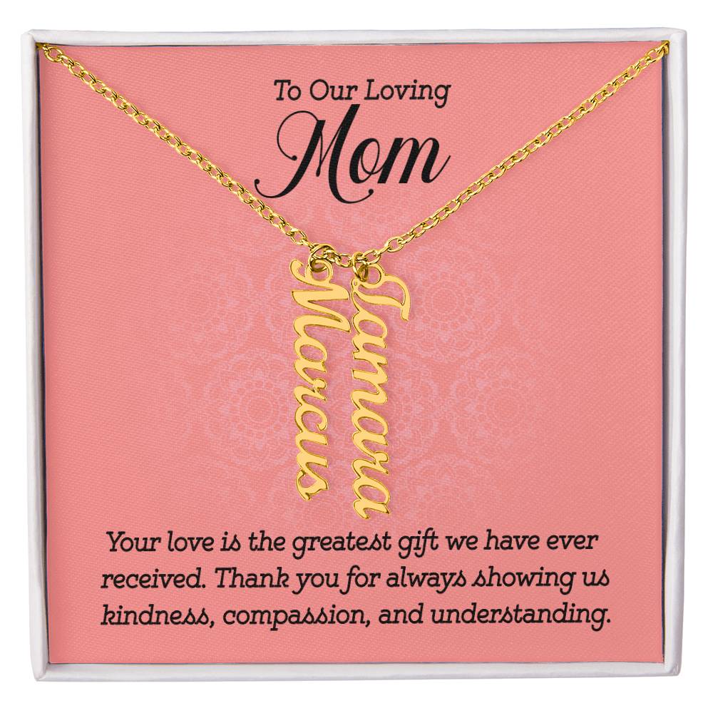 Personalized Vertical Multi Name Necklace - To Our Loving Mom