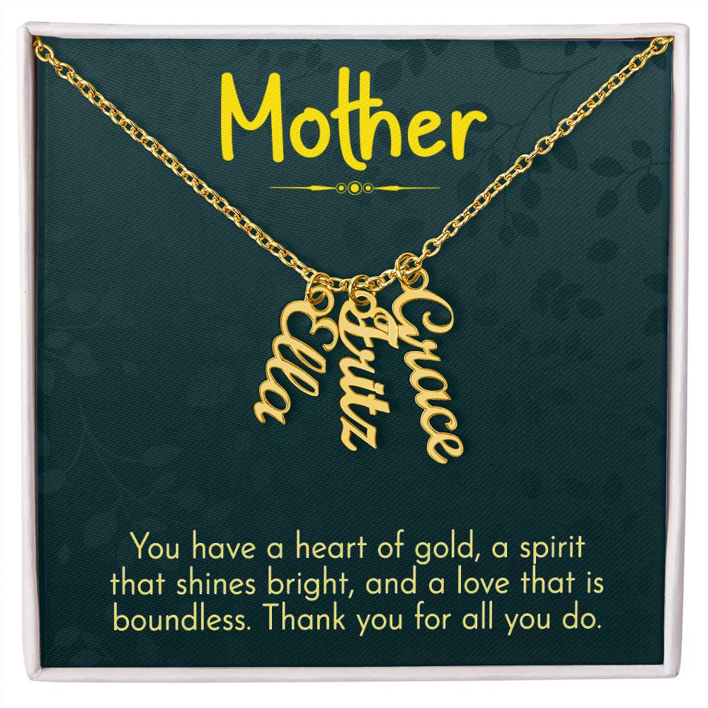 Personalized Vertical Multi Name Necklace - Mother, Thank You For All You Do
