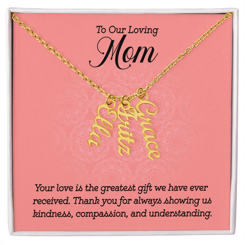 Personalized Vertical Multi Name Necklace - To Our Loving Mom