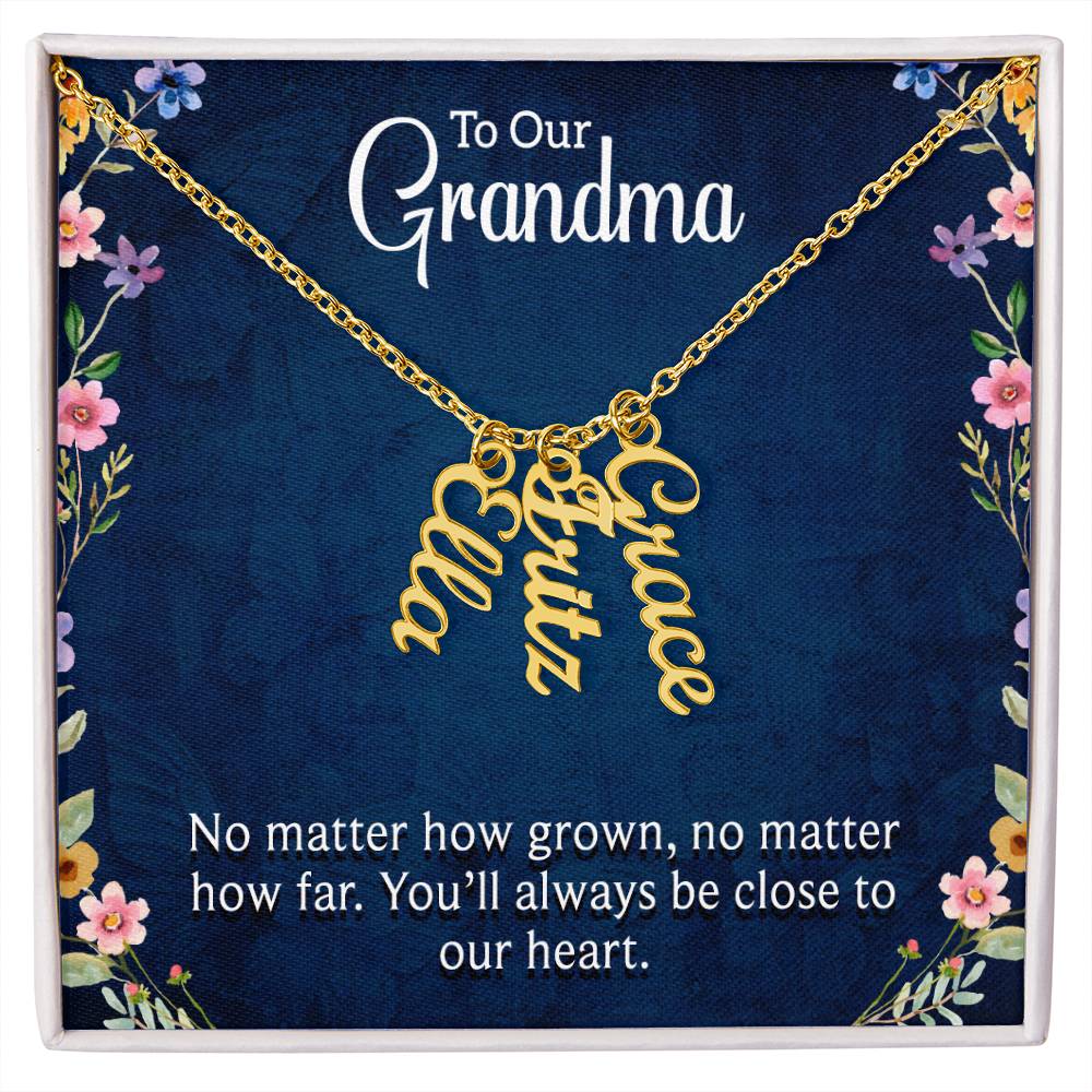 Personalized Vertical Multi Name Necklace -To Our Grandma