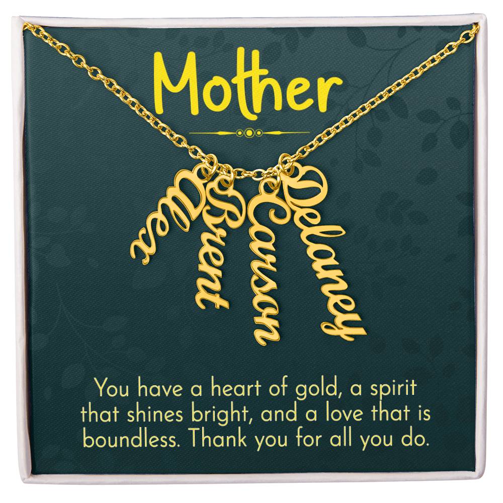Personalized Vertical Multi Name Necklace - Mother, Thank You For All You Do