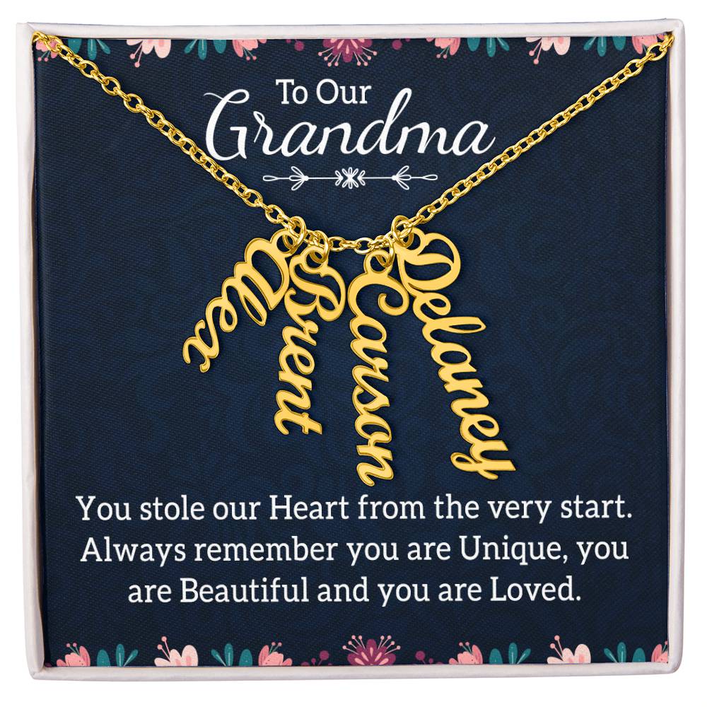 Personalized Vertical Multi Name Necklace - To Our Grandma