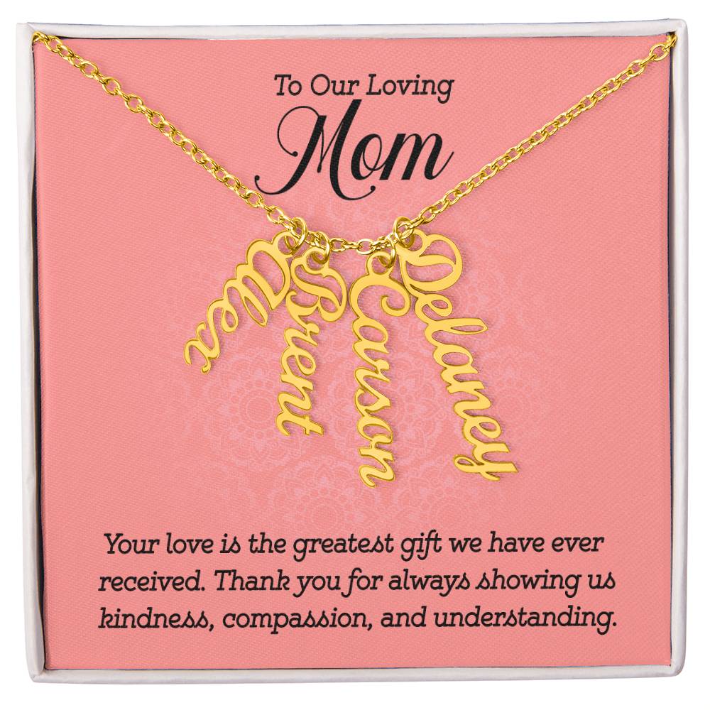 Personalized Vertical Multi Name Necklace - To Our Loving Mom