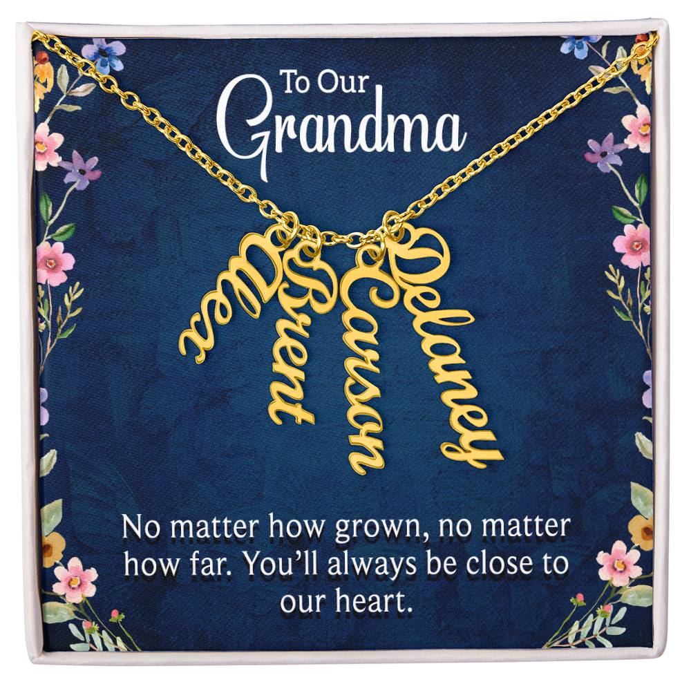 Personalized Vertical Multi Name Necklace -To Our Grandma