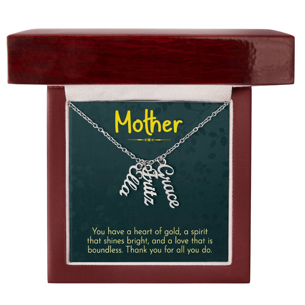 Personalized Vertical Multi Name Necklace - Mother, Thank You For All You Do