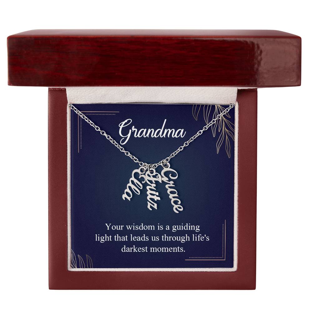 Personalized Vertical Multi Name Necklace - To Grandma