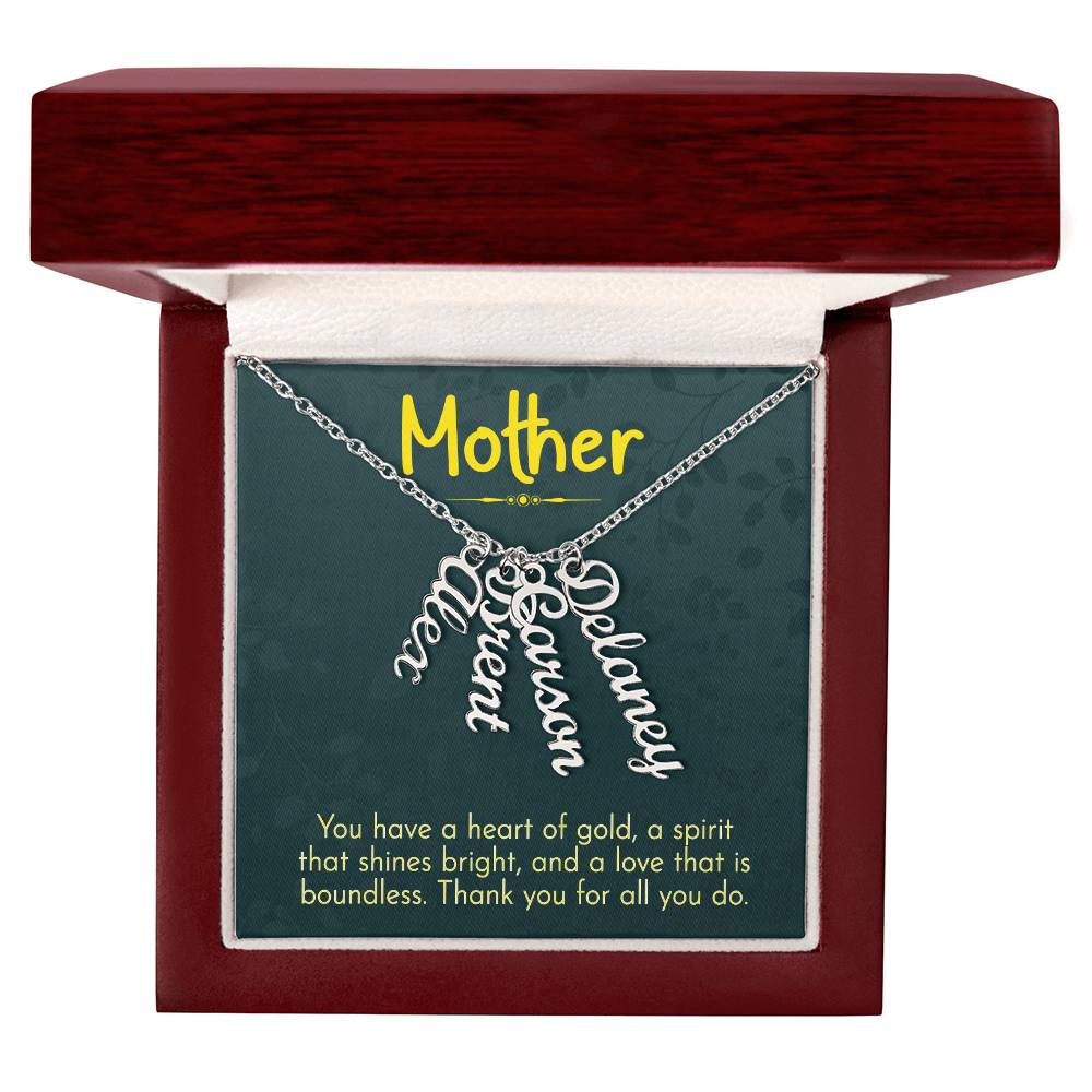 Personalized Vertical Multi Name Necklace - Mother, Thank You For All You Do