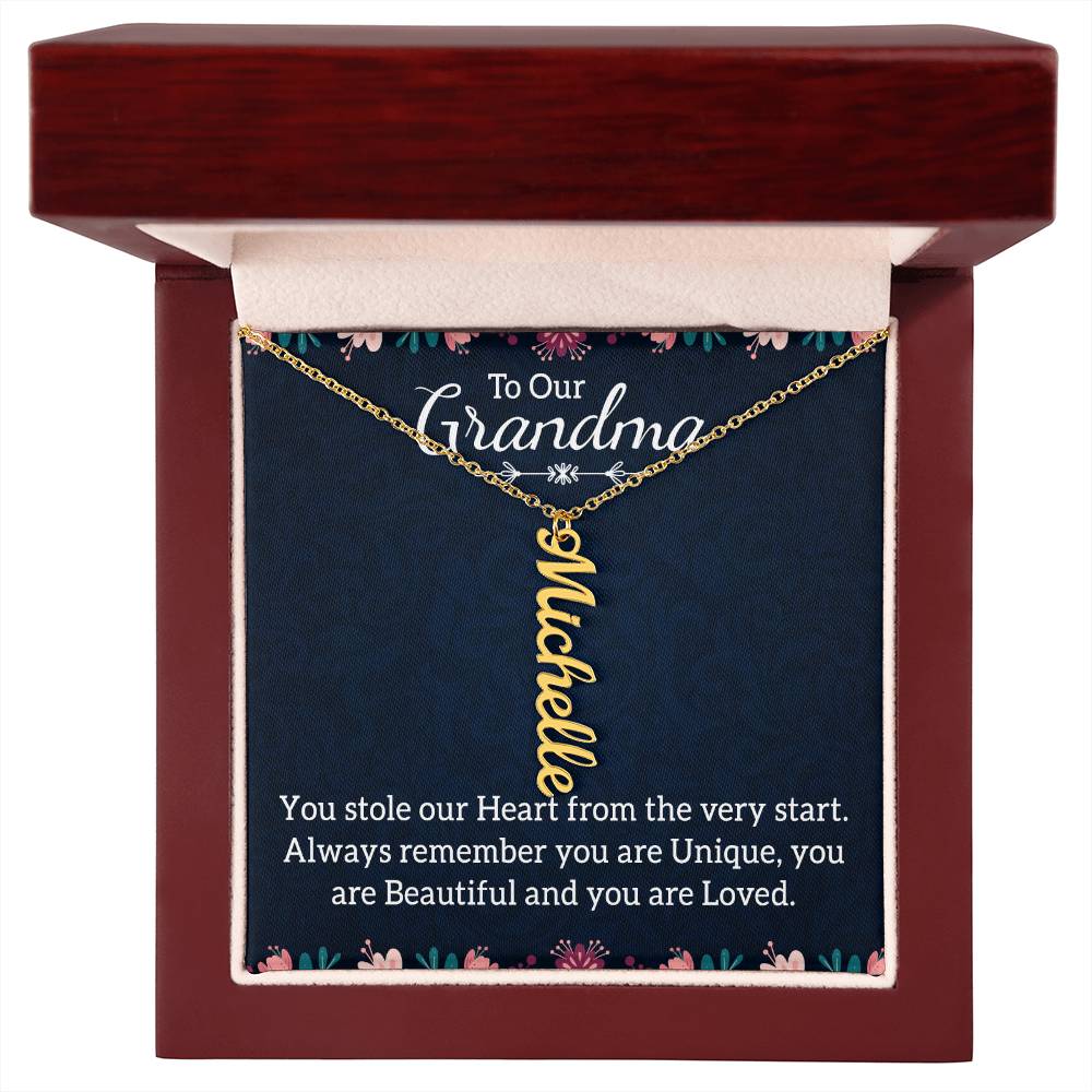 Personalized Vertical Multi Name Necklace - To Our Grandma
