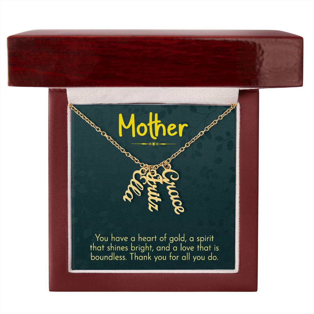 Personalized Vertical Multi Name Necklace - Mother, Thank You For All You Do