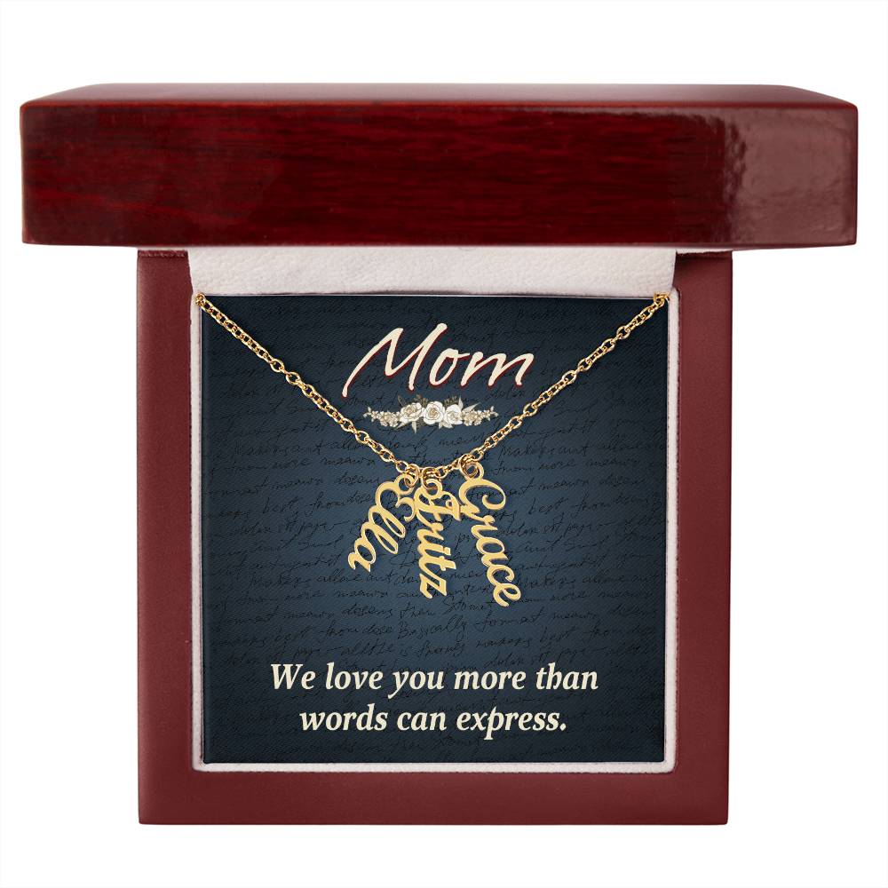 Personalized Vertical Multi Name Necklace - Mom We Love You