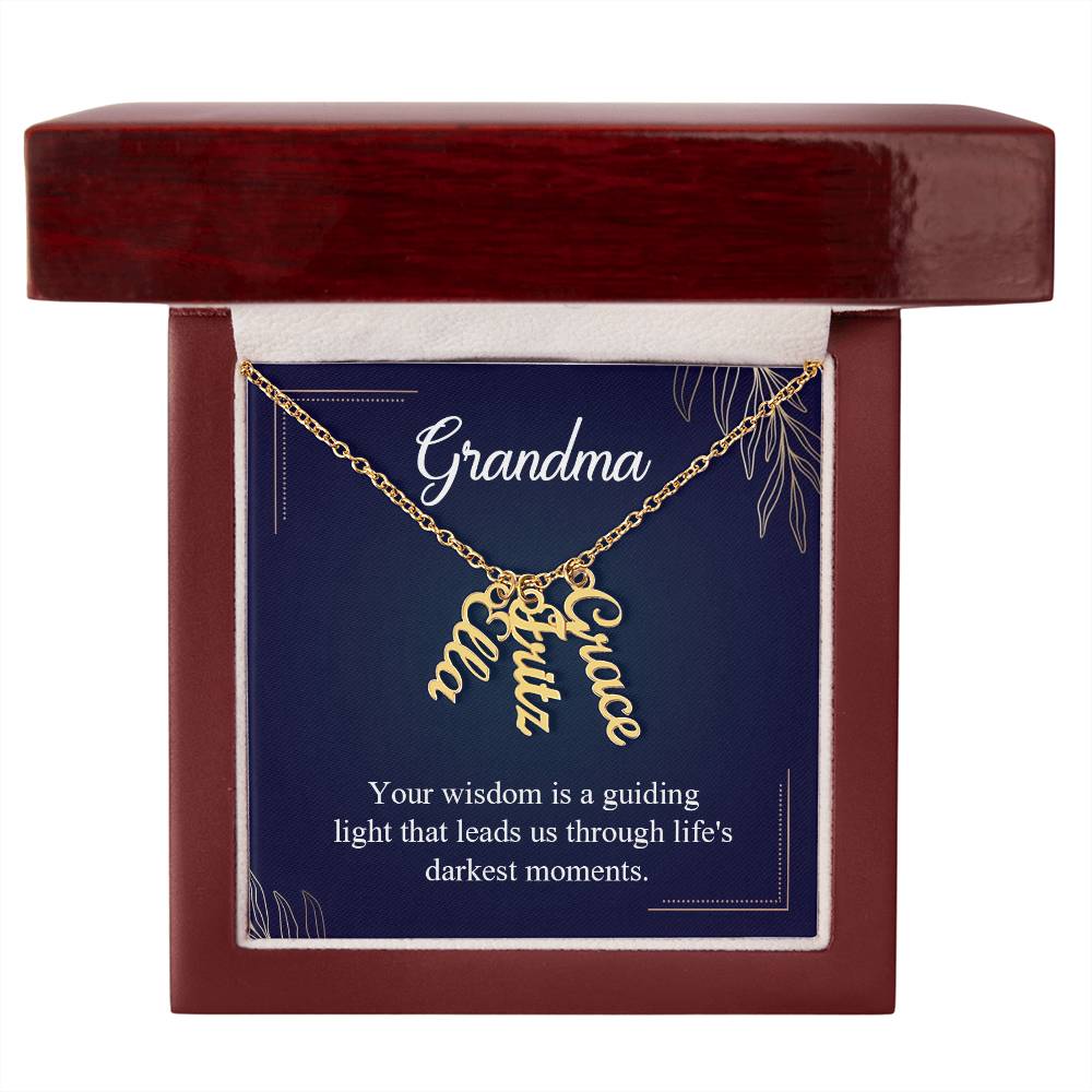 Personalized Vertical Multi Name Necklace - To Grandma