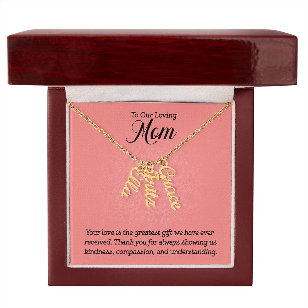 Personalized Vertical Multi Name Necklace - To Our Loving Mom
