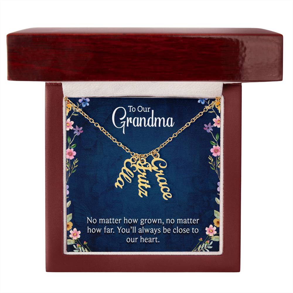 Personalized Vertical Multi Name Necklace -To Our Grandma