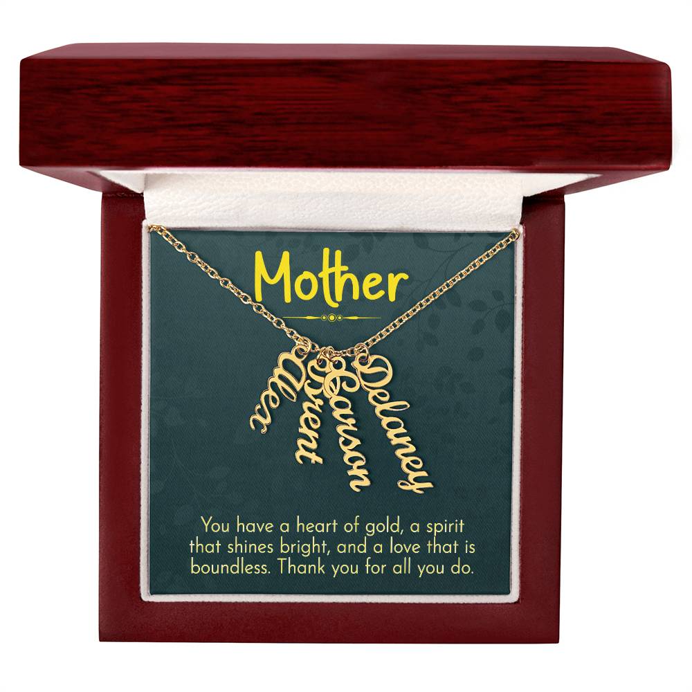Personalized Vertical Multi Name Necklace - Mother, Thank You For All You Do