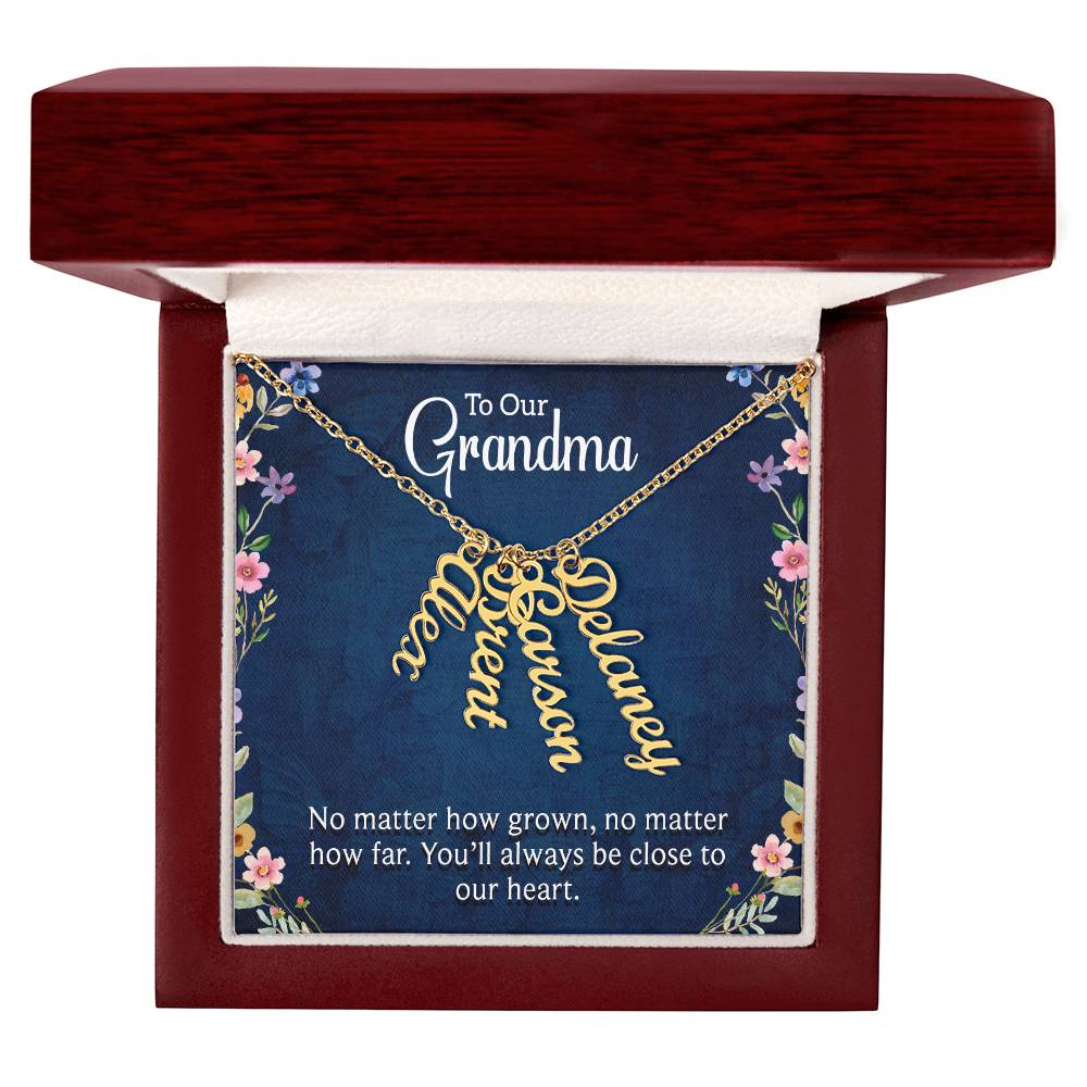 Personalized Vertical Multi Name Necklace -To Our Grandma