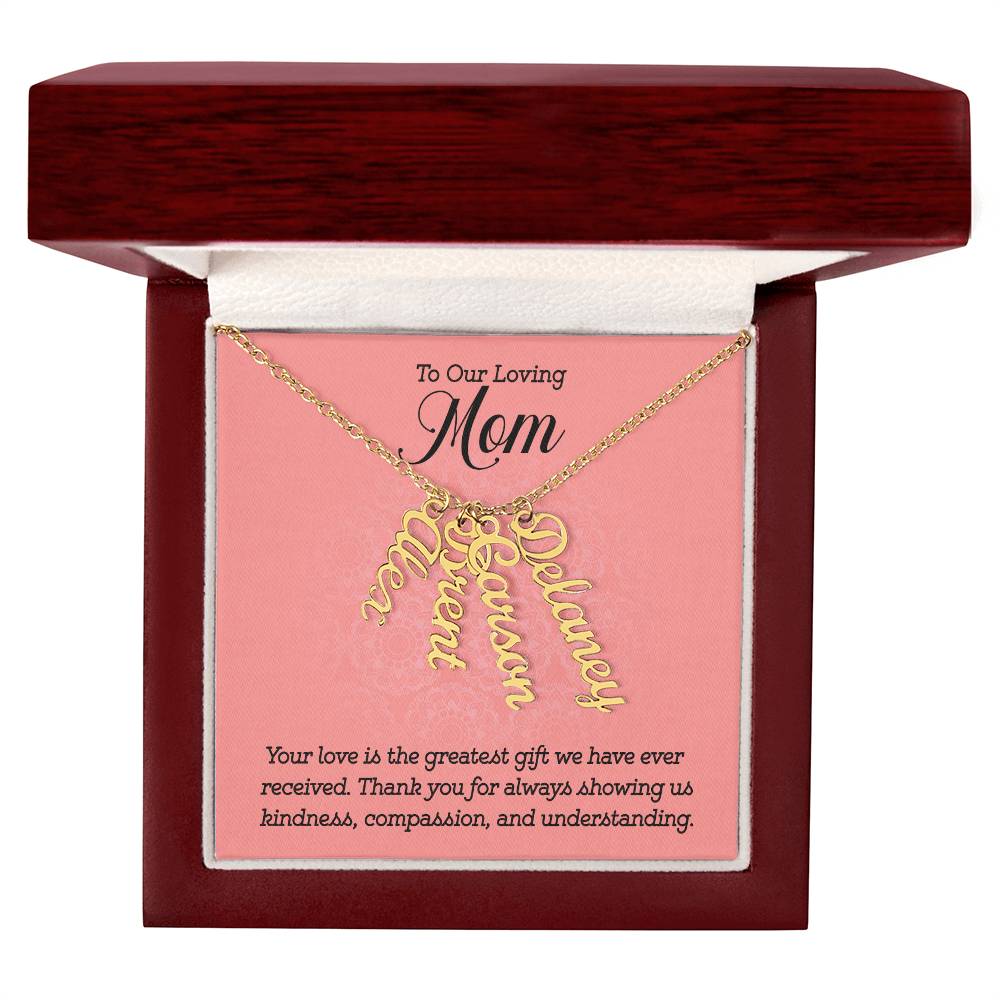 Personalized Vertical Multi Name Necklace - To Our Loving Mom