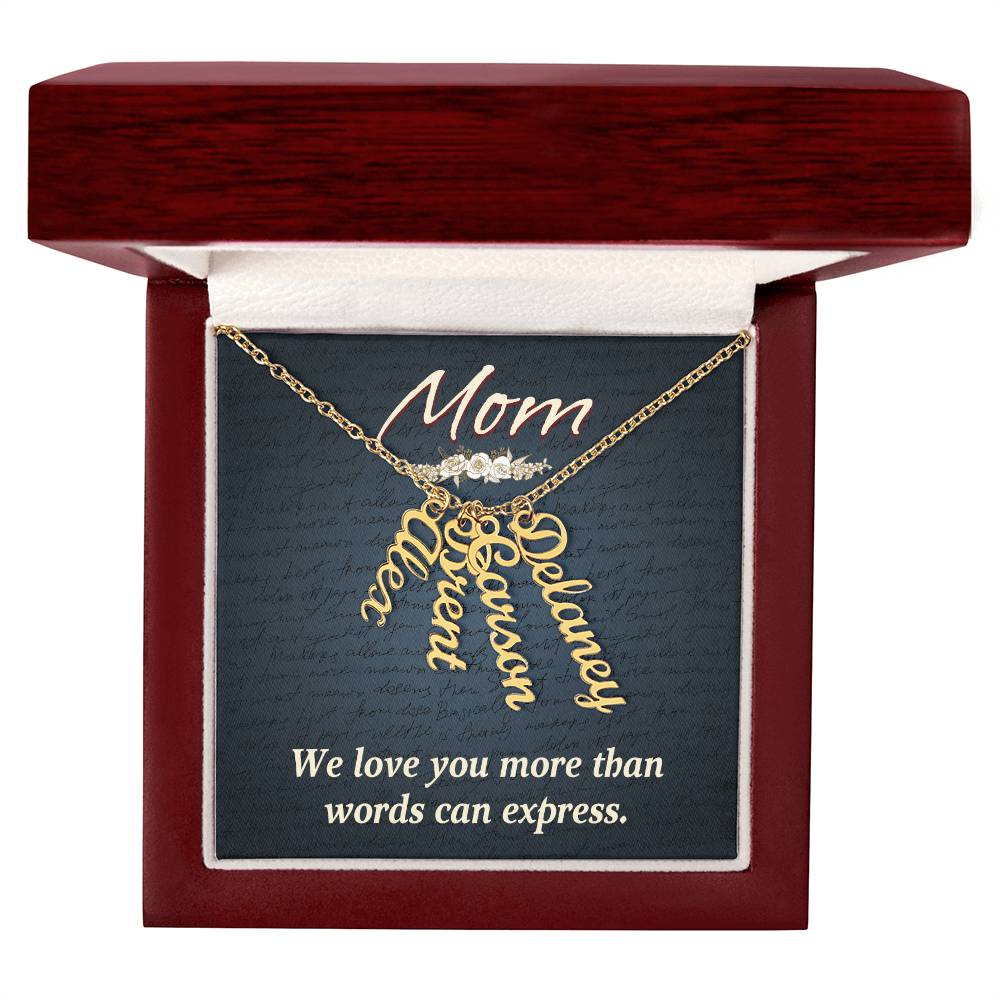 Personalized Vertical Multi Name Necklace - Mom We Love You