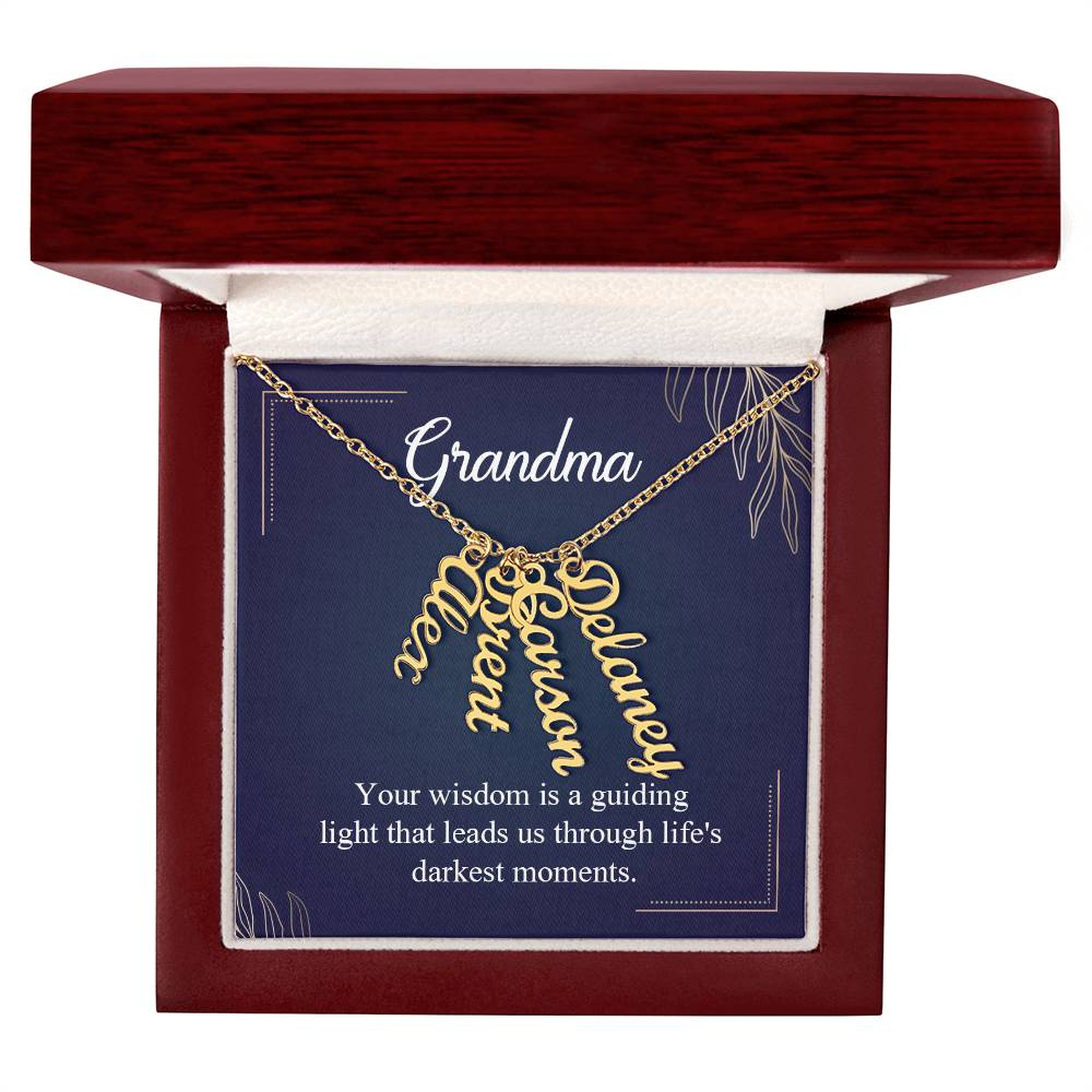 Personalized Vertical Multi Name Necklace - To Grandma