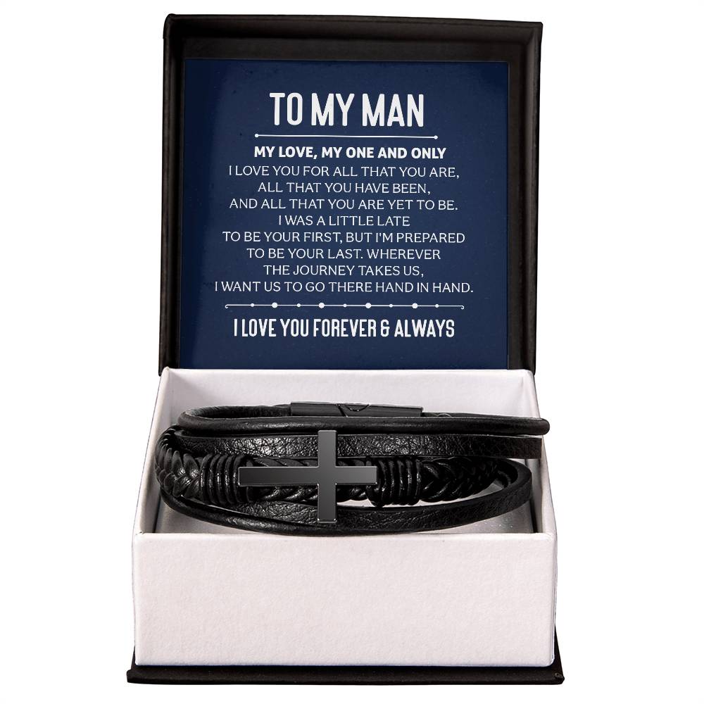 Men's Cross Leather Bracelet - To My Man