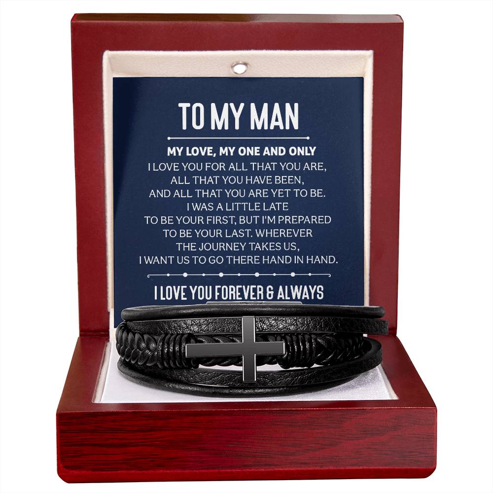 Men's Cross Leather Bracelet - To My Man