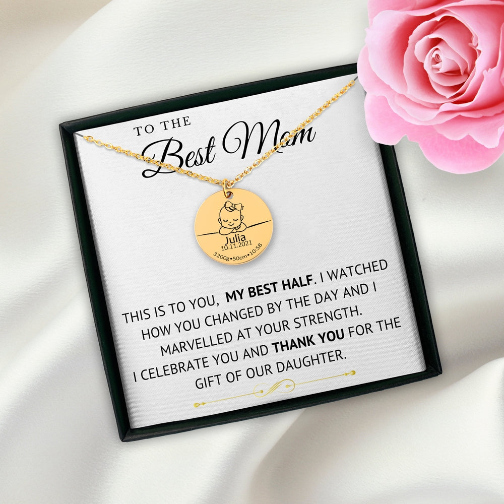 Baby Birth Details Necklace - To The Best Mom