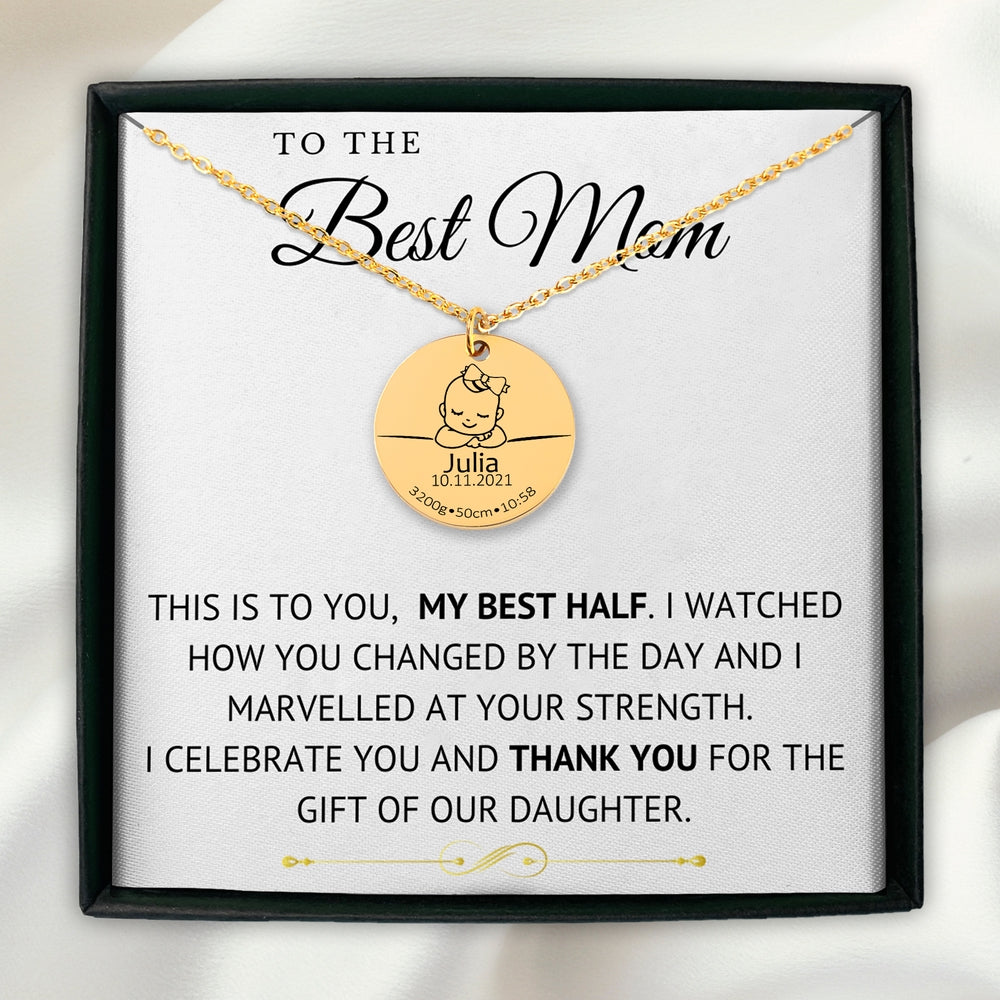 Baby Birth Details Necklace - To The Best Mom