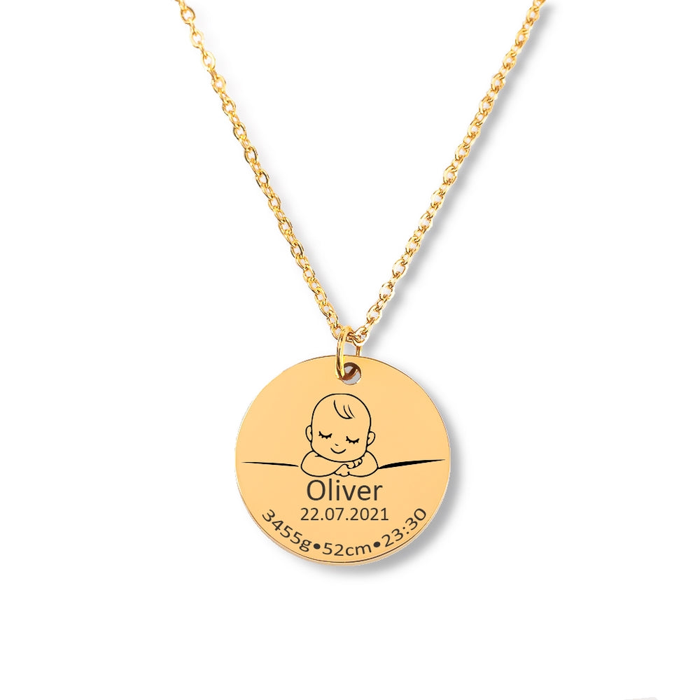 Baby Birth Details Necklace - To The Best Mom